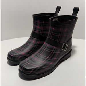 Capelli New York Black & Pink Plaid Rain Mud Outdoor Ankle Boots Women's Size 6